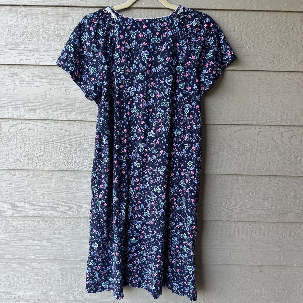 Aria Collection Women's XL Navy Floral Round Neck Short Sleeve Cotton Nightgown - Picture 6 of 9